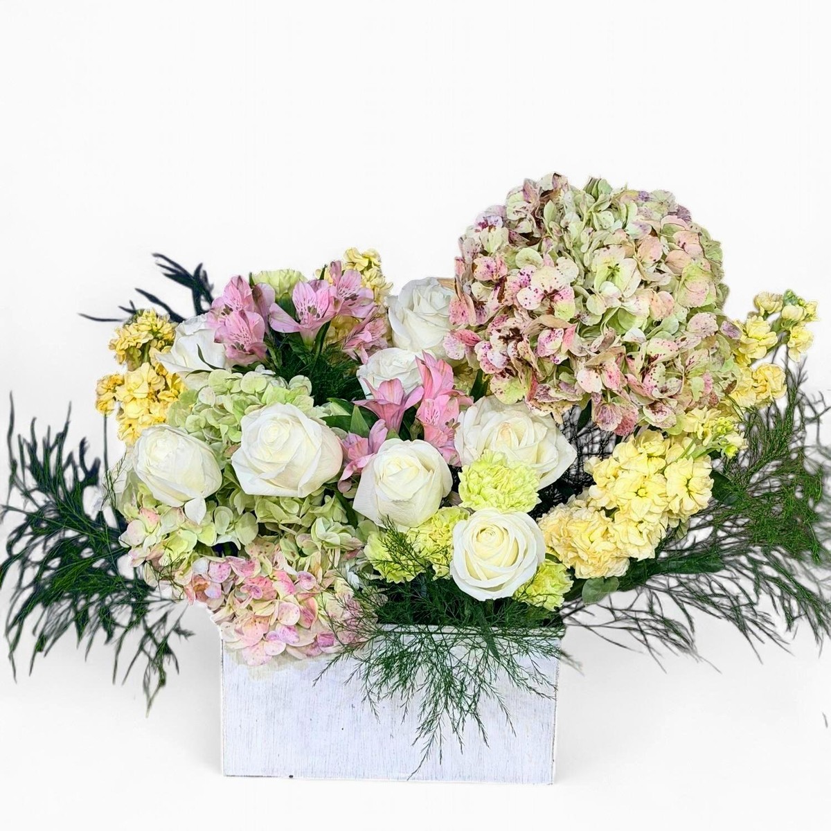 Blush Serenity garden-style arrangement in soft pink and cream tones