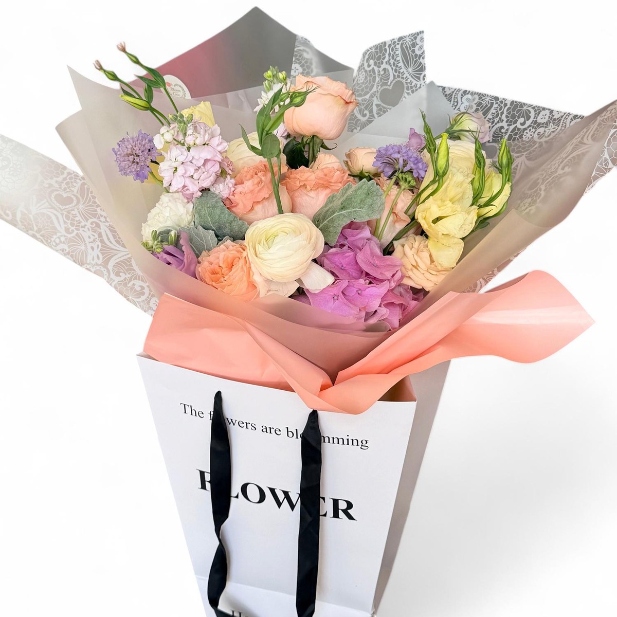 Mixed Garden Bouquet of premium seasonal blooms in soft romantic tones