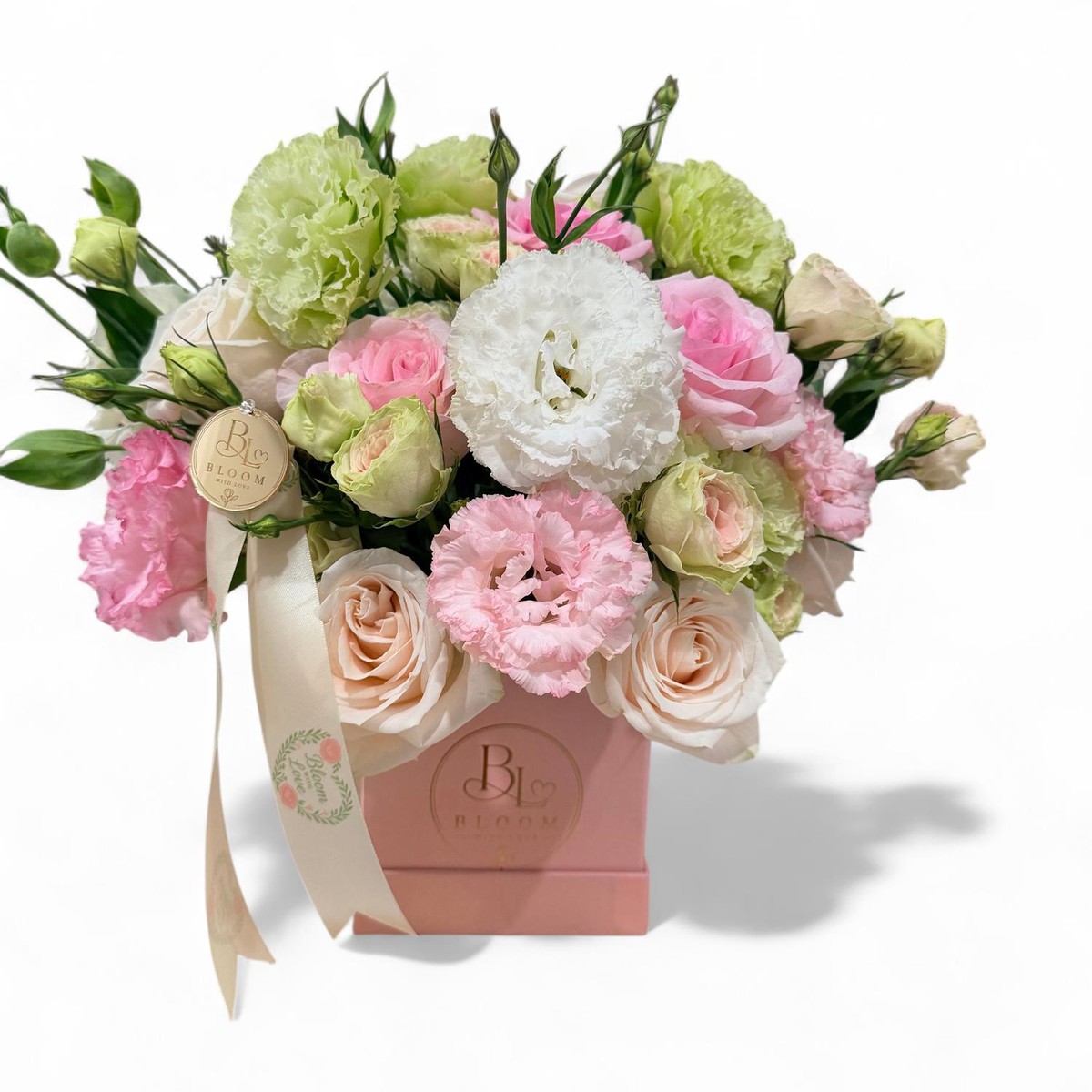 The Signature Bloom Box filled with premium seasonal blooms